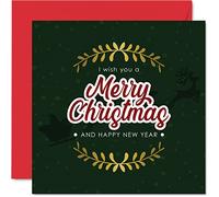 Christmas Cards for Women Men - Merry Christmas & Happy New Year - Happy Xmas Card To All The Family Sister Brother Cousin Uncle Auntie, 145mm Single Greeting Cards