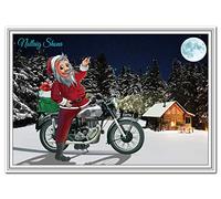 Christmas Cards in Different Languages for Men - Luxury Quality Santa Motorcycle (Irish Gaelic Xmas card - Nollaig Shona)
