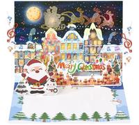 Christmas Cards Large Size, 3D Pop Up Merry Christmas Card with Light and Music, Handmade Christmas Gift Card with Envelope, Musical Greeting Card for Kids Son Daughter Husband Wife