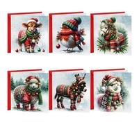 Christmas Cards Multipack 30 Pack Xmas Cards Multi pack | 6 Cute Christmas Animals Donkey Sheep Highland Cow Horse Festive Seasons Greetings For Friends & Family