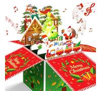 Christmas Cards, MUSIC & LIGHTS Pop-up 3D Merry Christmas Card, Christmas Gifts for Women Men Kids Mom Dad, Blowable Candle Christmas Greeting Card with Envelopes