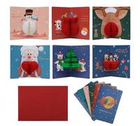 Christmas Cards Pack 6PCS, Pop Up Christmas Cards, 3D Greeting Card with Envelope and Writable Blank Card, Funny Pop-Up Greeting Xmas Cards Gifts for Kids