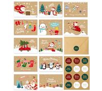 Christmas Cards Pack of 12 - Merry Christmas Cards with Envelopes, 12 Assorted Designs Greeting & New Year Cards, Perfect for Sending Warm Holiday Wishes to Friends and Family