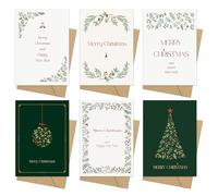 Christmas Cards Pack of 36 - Festive Greeting Card Assortment with 6 Unique Designs with Envelopes and Sticker - Season's Greetings and Christmas Wishes for Friends, Family and Lovers