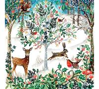 Christmas Cards Pack of 5 - Artistic Festive Deer and Woodland Scene - Winter Forest Glade by Jo Spicer - Eco-Friendly - Made in the UK