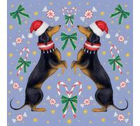 Christmas Cards Pack of 5 - Dachshund Dogs in Santa Hats - Artistic Festive Dog Design by Catherine Rowe - Made in the UK - Eco-Friendly