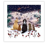Christmas Cards Pack of 8 - Dogs Watching Santa and Reindeer - Artistic Festive Design by Catherine Worsley - Made in the UK - Eco-Friendly