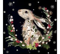 Christmas Cards Pack of 8 - Floral Hare by Helen Ahpornsiri - Artistic Festive Winter Wild Press Design - Made in the UK - Eco-Friendly