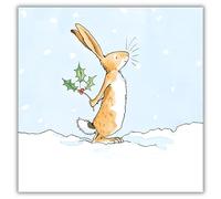 Christmas Cards Pack of 8 - Little Nutbrown Hare and Holly - Artistic 'Guess How Much I Love You' Design - Made in the UK - Eco-Friendly