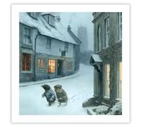 Christmas Cards Pack of 8 - The Wind in the Willows Illustrated Design - Walking Through the Village - Eco-Friendly - Made in the UK