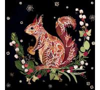 Christmas Cards Pack of 8 - Winter Squirrel - Artistic Wild Press Design by Helen Ahpornsiri - Eco-Friendly - Made in the UK