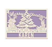 Christmas Cards Personalised Christmas Card Gifts 2025 Xmas Cards Gifts with Any Name Custom Greeting Cards Laser Paper Cut Card for Women Men Best Friends Son Daughter Mum Dad(Lilac Purple)