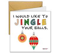 Christmas Cards Rude | Funny Xmas Card | For Boyfriend Husband Men Him | Fun Pun 'Jingle Your Balls'