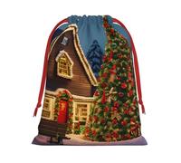 Christmas Carnival Village Print Gift Stylish Bags Holiday Parties Wedding Favors Candy Wrapping Storage Reusable