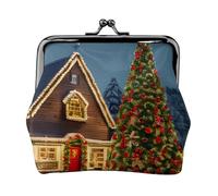 Christmas Carnival Village Print Stylish Unique Coin Purse Cute Wallet with Kiss Lock Waterproof for Coins
