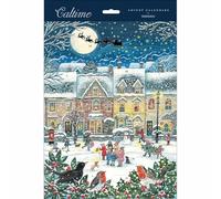 Christmas Carols in the Village Advent Calendar | Traditional Picture Advent Calendar with Santa Sleigh, Festive Village and Winter Birds - 32.5x24.5cm