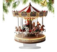 Christmas Carousel | 2D Traditional Carousel Christmas Decoration,Collectible Figurines, Village Scene, Tabletop Decorations for Kitchen Bedroom Living Room Tabletop