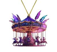 Christmas Carousel - Acrylic Merry-Go-Round Christmas Decorations | Musical Festive Rotating Moving Carousel Ornament | Colorful Lights Carousel Pendant | Wooden Horse Carousel For Home Decor Family