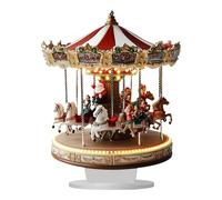 Christmas Carousel Decoration - Elegant Merry Go Round Ornament | Holiday Village Carousel, Tabletop Christmas Decor, Collectible Carousel Figure for Home, Fireplace Mantel, Holiday Display, Miniature