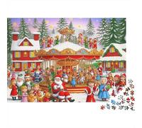 Christmas Carousel Scene 1000 Pieces Jigsaw Puzzles Engaging Educational Games Festive Town Square with Santas Jigsaw Puzzle Unique Puzzle Gift for Adults & Families 70x50cm/1000pcs