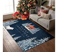 Sticker Superb. Christmas Carpet Area Rug Living Room Santa Claus Bedroom Bedside Blanket Children's Room Splicing Floor Mat Cartoon Snowflake Carpet Door Mat (Gray Blue,60 x 90 cm)