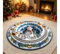 Christmas Carpet Christmas Themed Circular Floor Mat For The Living Room Entrance Decoration Cute Dirt And Easy To Clean (A, 80cm)