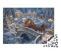 Christmas Carriage 1000 Piece Jigsaw Winter Snow As A Gift Mental Relaxation Birthday Present for Mum Senior Leisure Enthusiasts 70x50cm/1000pcs
