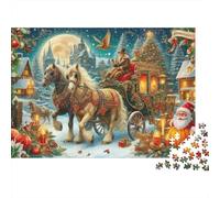 Christmas Carriage Ride Puzzle for Adults & Kids: Horse-drawn Christmas Carriage 1000Pc Educational Games for Wall Decor 70x50cm/1000pcs