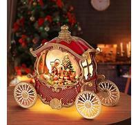 Christmas Carriage Snow Globe with 8 Music & Timer, Battery or USB Powered, Glittering Centerpiece