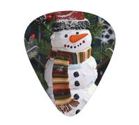 Christmas Carton Snowman Printed Custom 12 Pieces Guitar Pick In A Box,The Pick Makes Sound Clear, Ukulele, Electric Bass (0.46 0.71 0.96mm)