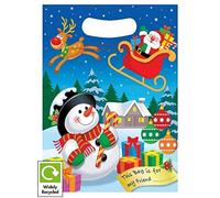 CHRISTMAS CARTOON BIRTHDAY PARTY GOODIE BAGS - RECYCLABLE PLASTIC CELLO LOOT TREAT GIFT BAG (5 Bags)