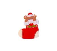 Christmas Cartoon Brooches, Eight Designs to Choose From. Vibrant Cartoon Festive Motifs Ideal for Holiday Gifts, Decorations, or as Brooches (Stocking)