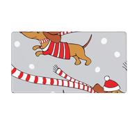 Christmas Cartoon Dog Dachshund,Mouse Pad Large Desk Pad Computer Keyboard Mouse Mat with Non Slip Rubber Base 40 x 70 cm