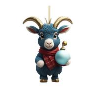 Christmas Cartoon Goat Pendant Christmas Tree Decorations 2D Acrylic Cute Goat Ornaments Christmas Home Hanging Charms Novelty Goat Christmas Ornament Small Car Accessories Decor
