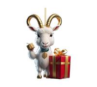 Christmas Cartoon Goat Pendant Christmas Tree Decorations 2D Acrylic Cute Goat Ornaments Christmas Home Hanging Charms Novelty Goat Christmas Ornament Small Car Accessories Decor