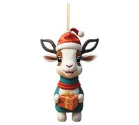 Christmas Cartoon Goat Pendant Christmas Tree Decorations 2D Acrylic Cute Goat Ornaments Christmas Home Hanging Charms Novelty Goat Christmas Ornament Small Car Accessories Decor
