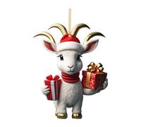 Christmas Cartoon Goat Pendant Christmas Tree Decorations 2D Acrylic Cute Goat Ornaments Christmas Home Hanging Charms Novelty Goat Christmas Ornament Small Car Accessories Decor
