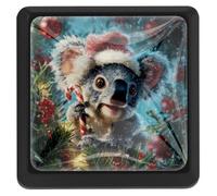 Christmas Cartoon Koala Stepped Square Cabinet Knobs for Cupboard Kitchen Door, Black Bedroom Dresser Drawer Knobs, Pull Handle Hardware Kitchen Door Knobs for Cabinets