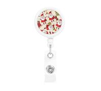 Christmas Cartoon Santa Claus Print Retractable Badge Holder, Cute Nursing Badge Reel, Badge Clip Id Card Holders