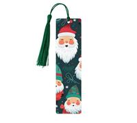 Christmas Cartoon Santa Claus Print Wooden Bookmarks Beautiful Notebook Accessories for Men Women Book Lovers