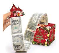 Christmas Cash Box with 40 Transparent Bags - Pull Surprise Money Gift Box for Kids Party