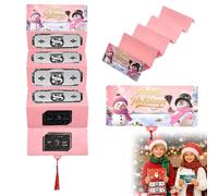 Christmas Cash Envelope for Gifts, Money Holder with 10 Slots, Surprise Xmas Gift for Teens, Boys, Girls, Women & Men (Pink)