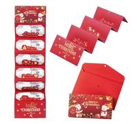 Christmas Cash Envelopes,Christmas Money Holder with 6 Slots - Festive Designs with Greetings,Xmas Gift Card Holder Surprise Cash Envelope for Kids,Adults (Red A)