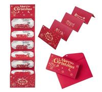 Christmas Cash Envelopes,Christmas Money Holder with 6 Slots - Festive Designs with Greetings,Xmas Gift Card Holder Surprise Cash Envelope for Kids,Adults (Red B)