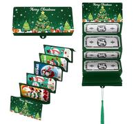 Christmas Cash Gift Envelope, 2026 New Creative Christmas Cash Surprise Envelope with 6/10 Slots, Festive Money Gift Card Holder for Family, Friends, Holiday Parties (10 Slots/Green - A)