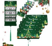 Christmas Cash Gift Envelope- a Creative Way to Give Cash This Christmas, Surprise Money Holders Booklet with 5 Slots for Cards, Santa Themed Holder, New Fun Alternative to Standard(Green,5pcs)