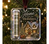 Christmas Cash Gift Holder Ornament, Acrylic Money Holder to Hold Cash Xmas Tree Hanging Pendant, Clear Holiday Money Storage Decor for Stocking Stuffer, Secret Santa Gift Giving