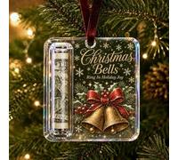 Christmas Cash Gift Holder Ornament, Acrylic Money Holder to Hold Cash Xmas Tree Hanging Pendant, Clear Holiday Money Storage Decor for Stocking Stuffer, Secret Santa Gift Giving