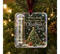 Christmas Cash Gift Holder Ornament, Acrylic Money Holder to Hold Cash Xmas Tree Hanging Pendant, Clear Holiday Money Storage Decor for Stocking Stuffer, Secret Santa Gift Giving