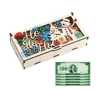Christmas Cash Holder,Seasonal Engraved Money Envelopes - Wooden Christmas Coin Box,for Holiday Wedding Party Gathering Home Graduation Office Travel